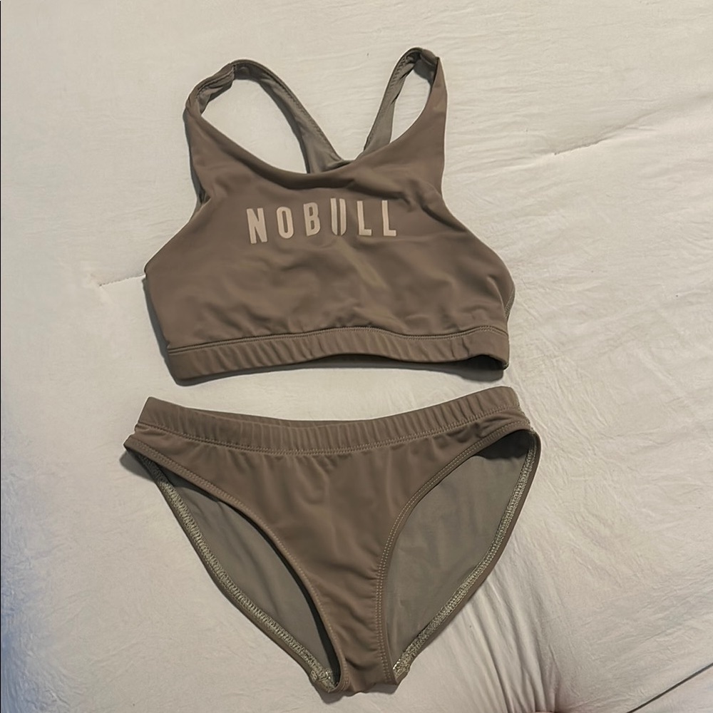 NOBULL Tan Bikini Athletic Swimwear. EUC. Both top and bottom are size small.